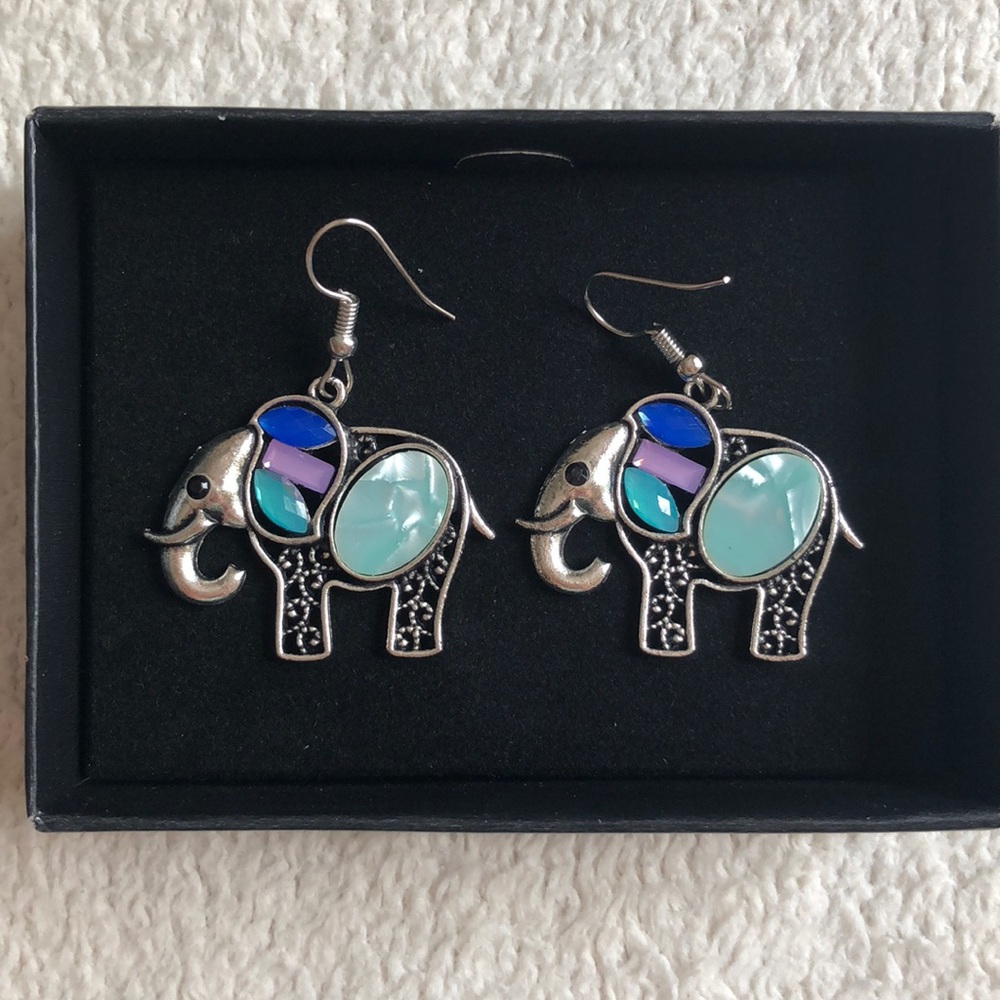 Silver Elephant Earrings